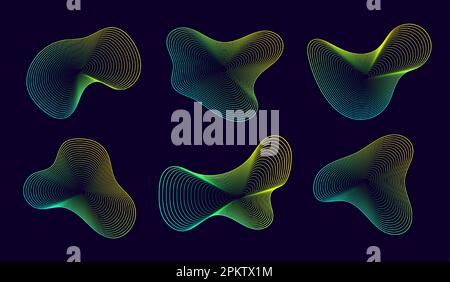 Formes amorphes dynamiques, formes fluides abstraites avec gradient, forme liquide composée de lignes avec effet de mélange. Illustration de Vecteur