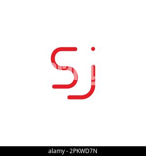 lettre sj fine ligne simple point logo vecteur Illustration de Vecteur