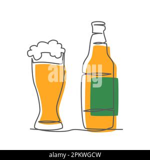 Bière une ligne sur fond blanc Illustration de Vecteur