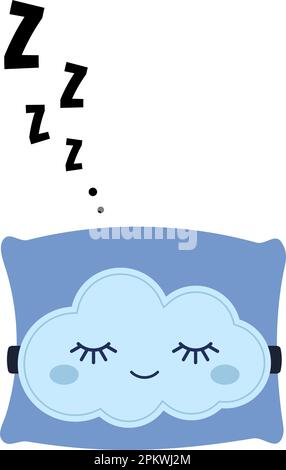 ZZZ Snore de sommeil et icône de vecteur d'oreiller kawaii mignon. Illustration de Vecteur