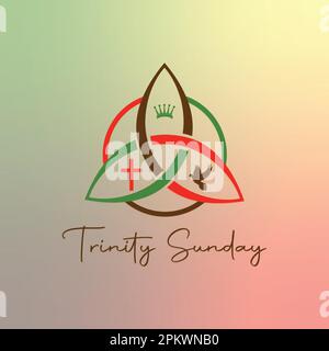 Fond pour le dimanche de la Trinité, texte avec symbole religieux de la trinité, illustration moderne de fond vectoriel pour affiche, carte et bannière Illustration de Vecteur