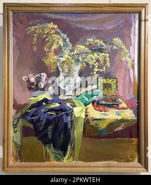 Un tableau de IV Savitsky, intitulé Still Life Mimosas, 1949. Au Musée national des arts de la République du Karakalpakstan à Nukus, ouzbek Banque D'Images