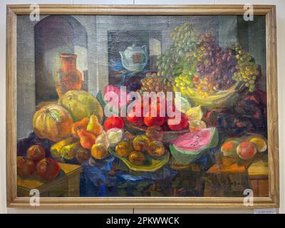 Un tableau de AN Volkov, intitulé, Hot Land of Uzbekistan, 1945. Au Musée national des arts de la République du Karakalpakstan à Nukus, ouzki Banque D'Images