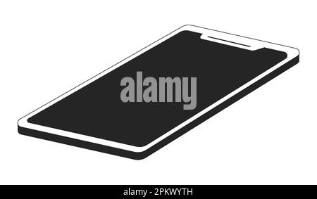 Smartphone avec désactivation de l'affichage de l'objet vectoriel plat monochrome Illustration de Vecteur