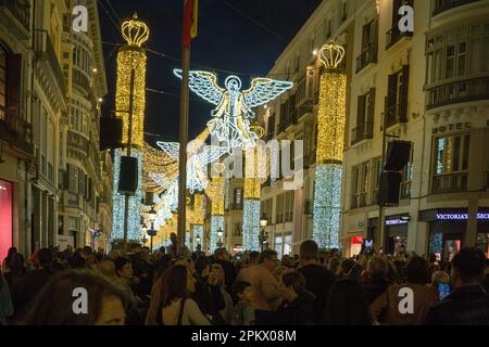 Lumières de Noël dans la Calle marques de Larios, Malaga, Andalousie, Costa del sol, Espagne, Europe Banque D'Images