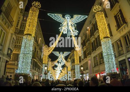 Lumières de Noël dans la Calle marques de Larios, Malaga, Andalousie, Costa del sol, Espagne, Europe Banque D'Images