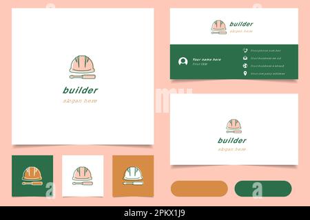 Logo Builder avec texte modifiable. Modèle de livre de marque et de carte de visite. Illustration de Vecteur