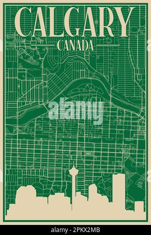 Affiche du réseau routier du centre-ville DE CALGARY, CANADA Illustration de Vecteur