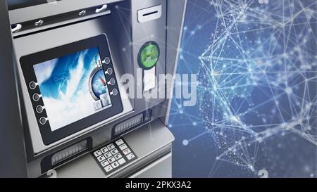 ATM générique ou guichet automatique. 3D illustration. Banque D'Images