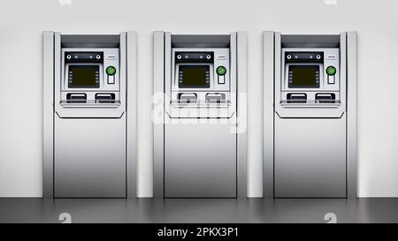 ATM générique ou guichet automatique. 3D illustration. Banque D'Images