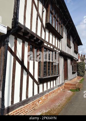 Façade d'une maison traditionnelle à pans de bois. Banque D'Images