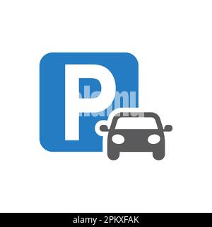 Parking et panneau vecteur de voiture. Park here simple Icon. Illustration de Vecteur