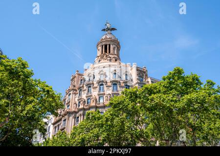 Edifici de la Unio i el Fenix, Passeig de Gracia, Barcelone, Catalogne, Espagne Banque D'Images