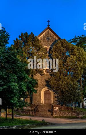 Église Allrode Harz la nuit Banque D'Images