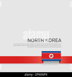 Drapeau nord-coréen sur fond blanc. RPDC. Conception de brochure vectorielle. Couverture du livret d'affaires. Ruban avec drapeau de la République populaire démocratique de Corée Illustration de Vecteur
