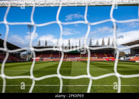 Une vue générale de l'hippodrome avant le match de la Vanarama National League Wrexham vs Notts County au terrain de l'hippodrome, Wrexham, Royaume-Uni, 10th avril 2023 (photo de Ritchie Sumpter/News Images) Banque D'Images