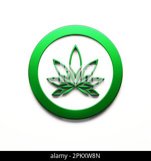 Icône de logo de la feuille de marijuana ou de la feuille de cannabis isolée sur fond blanc Banque D'Images