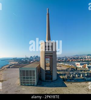 Centrale thermique de Sant Adria (Barcelone), Catalogne, Espagne. Vue aérienne Banque D'Images