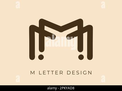 Ligne unique mono en couleur de la lettre M initiale Illustration de Vecteur