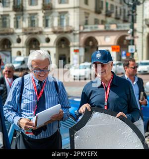 06/22/2019 Turin (Italie) Un sourire Giorgetto Giugiaro lors d'un concours d'élégance pour les voitures historiques Banque D'Images