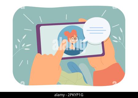 Téléphone avec Messenger sur son écran plat illustration vectorielle Illustration de Vecteur