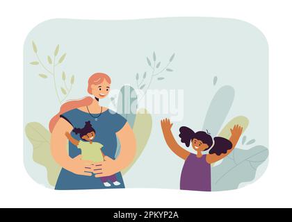 Bonne mère avec fille illustration vectorielle plate Illustration de Vecteur