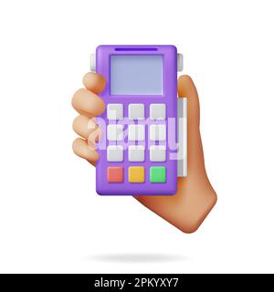 3D terminal de paiement isolé à la main Illustration de Vecteur