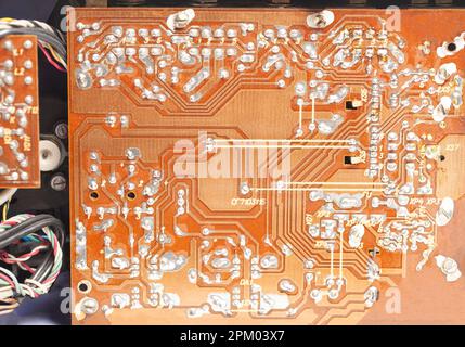 Carte électronique d'un ancien magnétophone à cassette. Banque D'Images