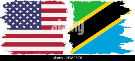 Tanzanie et Etats-Unis grunge flags connexion, vecteur Illustration de Vecteur