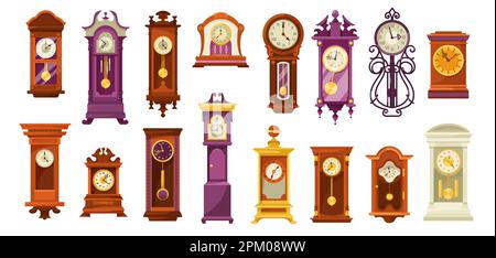 Jeu d'illustrations vectorielles différentes horloges vintage Illustration de Vecteur