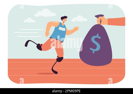 Main donnant sac d'argent au coureur de jogging sur les prothèses Illustration de Vecteur