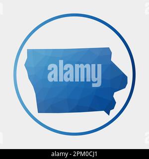 Icône Iowa. Carte polygonale de l'état US dans l'anneau de gradient. Signe rond bas poly Iowa. Illustration vectorielle. Illustration de Vecteur