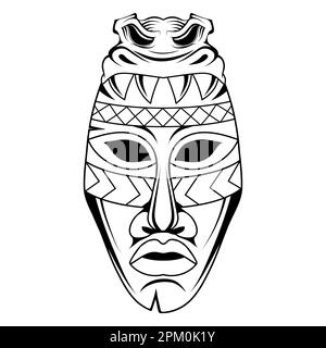 Masque africain. Illustration du vecteur de gravure. Esquisse d'un masque ethnique en bois Illustration de Vecteur
