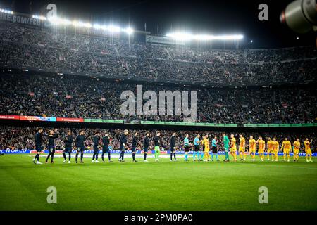 Barcelone, Espagne. 10th avril 2023. Les joueurs lors d'un match de la Liga Santander entre le FC Barcelone et le FC Gérone au camp Spotify Nou, à Barcelone, en Espagne, sur 10 avril 2023. (Photo/Felipe Mondino) crédit: Agence de photo indépendante/Alamy Live News Banque D'Images