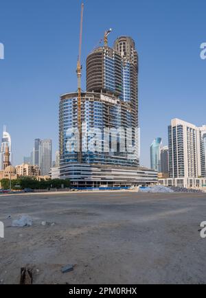 Construction d'une nouvelle tour pour les appartements ou les bureaux dans le quartier des affaires de Dubaï Émirats Arabes Unis Banque D'Images