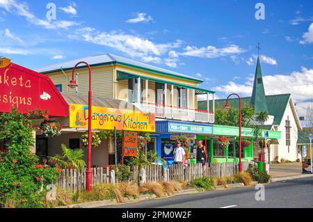 La rue commerciale, Takaka, Golden Bay, région de Tasmanie, île du Sud, Nouvelle-Zélande Banque D'Images