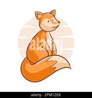 Illustration de dessin animé mignon renard sur fond blanc Illustration de Vecteur