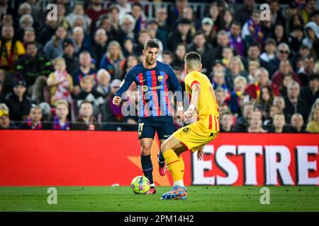 Barcelone, Espagne. 10th avril 2023. Ferran Torres (FC Barcelone) lors d'un match de la Liga Santander entre le FC Barcelone et le FC Gérone au camp Spotify Nou, à Barcelone, Espagne sur 10 avril 2023. (Photo/Felipe Mondino) crédit: Agence de photo indépendante/Alamy Live News Banque D'Images