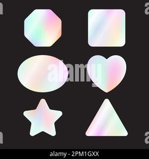 Autocollants holographiques modernes et colorés avec espace pour les copies. Illustration vectorielle avec badges hologrammes pour les balises et étiquettes d'aperçu Illustration de Vecteur