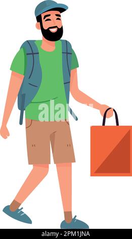 Une personne randonnée avec sac à dos Illustration de Vecteur