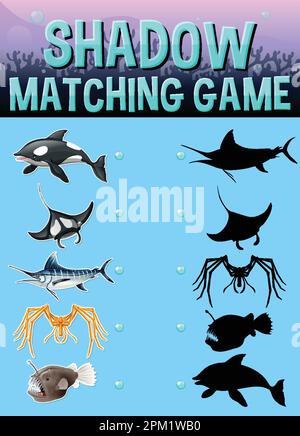 Illustration du modèle de jeu Shadow Matching Illustration de Vecteur