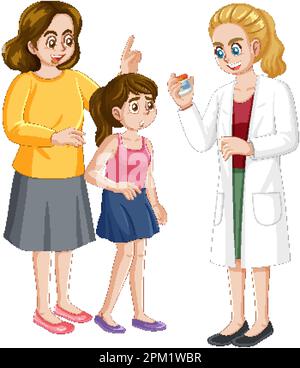 Mère et fille visitant une illustration de médecin Illustration de Vecteur