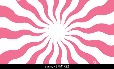 Bannière rétro de soleil éclat avec rayons radiaux dans le pastel rose doux couleur spirale, bandes spiralées. Style vintage abstrait été fond d'art vectoriel Illustration de Vecteur