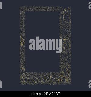 Un fond noir avec une bordure en or et les mots aiment dessus Illustration de Vecteur