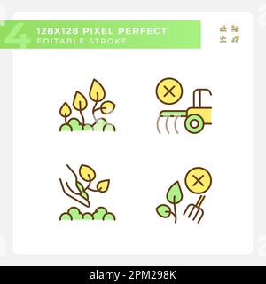 Jeu d'icônes de couleur RVB vert d'agriculture écologique Illustration de Vecteur