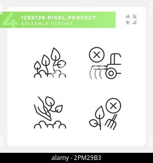 Jeu d'icônes linéaires d'agriculture écologique Illustration de Vecteur