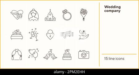 Icônes de la société de mariage Illustration de Vecteur