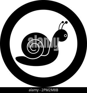 Icône de mollusque d'escargot dans le cercle rond noir couleur vecteur illustration image solide contour style simple Illustration de Vecteur