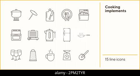 Icônes des outils de cuisson Illustration de Vecteur