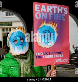 Manifestant contre le changement climatique. Banque D'Images